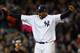 NEW YORK, NY - OCTOBER 12: CC Sabathia #52 of the New York Yankees reacts after getting out of the eighth inning against the Baltimore Orioles during Game Five of the American League Division Series at Yankee Stadium on October 12, 2012 in New York, New York. (Photo by Elsa/Getty Images)