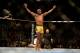Jul. 7, 2012; Las Vegas, NV, USA; UFC fighter Anderson Silva celebrates after defeating Chael Sonnen during a middleweight bout in UFC 148 at the MGM Grand Garden Arena. Mandatory Credit: Mark J. Rebilas-US PRESSWIRE