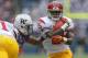 SEATTLE, WA - OCTOBER 13: Running back Silas Redd #25 of the USC Trojans rushes for a touchdown against the Washington Huskies on October 13, 2012 at CenturyLink Field in Seattle, Washington. The Trojans defeated the Huskies 24-14. (Photo by Otto Greule Jr/Getty Images)