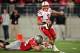 COLUMBUS, OH - OCTOBER 6: Storm Klein #32 of the Ohio State Buckeyes sacks quarterback Taylor Martinez #3 of the Nebraska Cornhuskers for a loss in the third quarter at Ohio Stadium on October 6, 2012 in Columbus, Ohio. Ohio State defeated Nebraska 63-38. (Photo by Jamie Sabau/Getty Images)