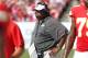 October 14, 2012; Tampa, FL, USA; Kansas City Chiefs head coach Romeo Crennel during the second half against the Tampa Bay Buccaneers at Raymond James Stadium. Tampa Bay Buccaneers defeated the Kansas City Chiefs 38-10. Mandatory Credit: Kim Klement-US PRESSWIRE