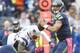 SEATTLE, WA - OCTOBER 14: Russell Wilson #3 of the Seattle Seahawks looks to pass during a game against the New England Patriots at CenturyLink Field on October 14, 2012 in Seattle, Washington. (Photo by Stephen Brashear/Getty Images)