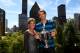 NEW YORK, NY - SEPTEMBER 11: Andy Murray of Great Britain poses with the US Open Championship trophy next to his mother Judy Murray during his New York City trophy tour after his victory in in the 2012 US Open Championship final in Central Park on September 11, 2012 in New York City. (Photo by Clive Brunskill/Getty Images)