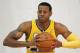 Oct 1, 2012; Denver, CO, USA; Denver Nuggets forward Andre Iguodala (9)poses for a portrait photo during media day at the Pepsi Center. Mandatory Credit: Troy Babbitt-US PRESSWIRE