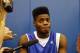 Oct 11, 2012; Lexington, KY, USA; Kentucky Wildcats forward Nerlens Noel (3) talks to reporters during media day at Memorial Coliseum. Credit: Mark Zerof-US PRESSWIRE