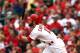 ST LOUIS, MO - OCTOBER 17: Matt Carpenter #13 of the St. Louis Cardinals hits a two-run home run in the third inning against the San Francisco Giants in Game Three of the National League Championship Series at Busch Stadium on October 17, 2012 in St Louis, Missouri. (Photo by Elsa/Getty Images)