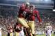 TALLAHASSEE, FL - OCTOBER 13: James Wilder Jr. #32 and E.J. Emanuel #3 of the Florida State Seminoles celebrate a touchdown scored against the Boston College Eagles during a game at Doak Campbell Stadium on October 13, 2012 in Tallahassee, Florida. (Photo by Stacy Revere/Getty Images)
