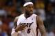 Oct 18, 2012; Miami, FL, USA; Miami Heat small forward LeBron James (6) during the second half against the Detroit Pistons at American Airlines Arena. Mandatory Credit: Steve Mitchell-US PRESSWIRE