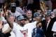 MIAMI, FL - JUNE 21: LeBron James #6 of the Miami Heat celebrates with the Bill Russell Finals MVP trophy after the Heat won 121-106 against the Oklahoma City Thunderin Game Five of the 2012 NBA Finals on June 21, 2012 at American Airlines Arena in Miami, Florida. NOTE TO USER: User expressly acknowledges and agrees that, by downloading and or using this photograph, User is consenting to the terms and conditions of the Getty Images License Agreement. (Photo by Mike Ehrmann/Getty Images)