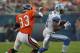 CHICAGO, IL - NOVEMBER 13: Calvin Johnson #81 of the Detroit Lions tries to move away from Charles Tillman #33 of the Chicago Bears at Soldier Field on November 13, 2011 in Chicago, Illinois. The Bears defeated the Lions 37-13. (Photo by Jonathan Daniel/Getty Images)