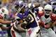Vikings tailback Adrian Peterson rolled for 159 total yards (153 rushing) and one touchdown against the Cards on Sunday, ending a five-game scoring drought.