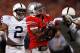 COLUMBUS, OH - NOVEMBER 19: Nick Sukay #1 of the Penn State Nittany Lions knocks the ball loose from Corey Brown #10 of the Ohio State Buckeyes during the fourth quarter on November 19, 2011 at Ohio Stadium in Columbus, Ohio. Penn State defeated Ohio State 20-14. (Photo by Kirk Irwin/Getty Images)