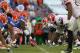 October 29, 2011; Jacksonville FL, USA; Florida Gators offensive line and Georgia Bulldogs defensive line on the line of scrimmage during the second half at EverBank Field. Georgia Bulldogs defeated the Florida Gators 24-20. Mandatory Credit: Kim Klement-US PRESSWIRE