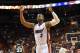 Oct 20, 2012; Miami, FL, USA; Miami Heat shooting guard Dwyane Wade (3) reacts prior to to tip-off before a game against the San Antonio Spurs at American Airlines Arena. Mandatory Credit: Steve Mitchell-US PRESSWIRE
