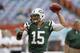 MIAMI GARDENS, FL - SEPTEMBER 23: Tim Tebow #15 of the New York Jets throws the ball prior to the game against the Miami Dolphins on September 23, 2012 at Sun Life Stadium in Miami Gardens, Florida. (Photo by Joel Auerbach/Getty Images)