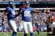 EAST RUTHERFORD, NJ - OCTOBER 21: Tight end Martellus Bennett #85 of the New York Giants reacts after making a catch against the Washington Redskins during their game at MetLife Stadium on October 21, 2012 in East Rutherford, New Jersey. (Photo by Alex Trautwig/Getty Images)