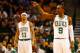 BOSTON, MA - OCTOBER 16: Rajon Rondo #9 of the Boston Celtics gestures to the bench during the preseason game against the Brookyln Nets on October 16, 2012 at TD Garden in Boston, Massachusetts. NOTE TO USER: User expressly acknowledges and agrees that, by downloading and or using this photograph, User is consenting to the terms and conditions of the Getty Images License Agreement. (Photo by Jared Wickerham/Getty Images)