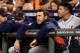 SAN FRANCISCO, CA - OCTOBER 24: Justin Verlander #35 of the Detroit Tigers watches from the dugout as the Tigers take on the San Francisco Giants during Game One of the Major League Baseball World Series at AT&T Park on October 24, 2012 in San Francisco, California. (Photo by Doug Pensinger/Getty Images)