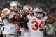 STATE COLLEGE, PA - OCTOBER 27: Running back Carlos Hyde #34 of the Ohio State Buckeyes celebrates his second quarter touchdown against the Penn State Nittany Lions at Beaver Stadium on October 27, 2012 in State College, Pennsylvania. (Photo by Patrick Smith/Getty Images)