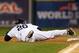 DETROIT, MI - OCTOBER 27: Prince Fielder #28 of the Detroit Tigers tags out Gregor Blanco #7 of the San Francisco Giants who hit a grounder to third base in the seventh inning during Game Three of the Major League Baseball World Series at Comerica Park on October 27, 2012 in Detroit, Michigan. (Photo by Jonathan Daniel/Getty Images)