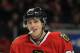 CHICAGO, IL - DECEMBER 16: Patrick Kane #88 of the Chicago Blackhawks smiles at fans during a game against the Anaheim Ducks at the United Center on December 16, 2011 in Chicago, Illinois. The Blackhawks defeated the Ducks 4-1. (Photo by Jonathan Daniel/Getty Images)