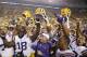BATON ROUGE, LA - OCTOBER 13: Head coach Les Miles of the LSU Tigers celebrates a 23-21 win against the South Carolina Gamecocks at Tiger Stadium on October 13, 2012 in Baton Rouge, Louisiana. (Photo by Ronald Martinez/Getty Images)