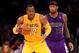 LOS ANGELES, CA - OCTOBER 21: Dwight Howard #12 of the Los Angeles Lakers controls the ball against DeMarcus Cousins #15 of the Sacramento Kings at Staples Center on October 21, 2012 in Los Angeles, California. The Kings won 99-92. NOTE TO USER: User expressly acknowledges and agrees that, by downloading and or using this photograph, User is consenting to the terms and conditions of the Getty Images License Agreement. (Photo by Stephen Dunn/Getty Images)