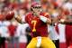 LOS ANGELES, CA - OCTOBER 20: Quarterback Matt Barkely #7 of the USC Trojans throws a pass against the Colorado Buffaloes at the Los Angeles Memorial Coliseum on October 20,2012 in Los Angeles, California. USC won 50-6. (Photo by Stephen Dunn/Getty Images)
