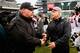 PHILADELPHIA, PA - OCTOBER 28: Head coach Andy Reid of the Philadelphia Eagles (L) shakes hands with head coach Mike Smith of the Atlanta Falcons following the Falcons 30-17 win at Lincoln Financial Field on October 28, 2012 in Philadelphia, Pennsylvania. (Photo by Rob Carr/Getty Images)