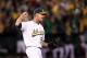 OAKLAND, CA - OCTOBER 09: Grant Balfour #50 of the Oakland Athletics celebrates after the last out of their game against the Detroit Tigers during Game Three of the American League Division Series at Oakland-Alameda County Coliseum on October 9, 2012 in Oakland, California. (Photo by Ezra Shaw/Getty Images)