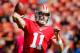 SAN FRANCISCO, CA - OCTOBER 14: Quarterback Alex Smith #11 of the San Francisco 49ers throws passes before a game against the New York Giants on October 14, 2012 at Candlestick Park in San Francisco, California. The Giants won 26-3. (Photo by Brian Bahr/Getty Images)