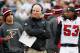 PHILADELPHIA, PA - OCTOBER 28: Head coach Mike Smith of the Atlanta Falcons looks on from the sidelines during the first half against the Philadelphia Eagles at Lincoln Financial Field on October 28, 2012 in Philadelphia, Pennsylvania. (Photo by Rob Carr/Getty Images)