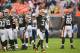 CLEVELAND, OH - OCTOBER 28: Quarterback Brandon Weeden #3 of the Cleveland Browns celebrates as time runs out and the Browns defeated the San Diego Chargers at Cleveland Browns Stadium on October 28, 2012 in Cleveland, Ohio. The Browns defeated the Chargers 7-6. (Photo by Jason Miller/Getty Images)