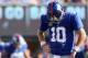 EAST RUTHERFORD, NJ - OCTOBER 21: Quarterback Eli Manning #10 of the New York Giants reacts after a dropped pass against the Washington Redskins at MetLife Stadium on October 21, 2012 in East Rutherford, New Jersey. (Photo by Alex Trautwig/Getty Images)