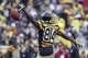 PITTSBURGH, PA - OCTOBER 28: Antonio Brown #84 of the Pittsburgh Steelers celebrates a first down against the Washington Redskins during the game on October 28, 2012 at Heinz Field in Pittsburgh, Pennsylvania. (Photo by Justin K. Aller/Getty Images)