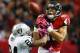ATLANTA, GA - OCTOBER 14: Tony Gonzalez #88 of the Atlanta Falcons fails to pull in this reception against Michael Huff #24 of the Oakland Raiders at Georgia Dome on October 14, 2012 in Atlanta, Georgia. (Photo by Kevin C. Cox/Getty Images)