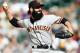 April 12, 2012; Denver, CO, USA; San Francisco Giants pitcher Brian Wilson delivers a pitch during the ninth inning against the Colorado Rockies at Coors Field. The Giants won 4-2. Mandatory Credit: Chris Humphreys-US PRESSWIRE