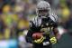 EUGENE, OR - OCTOBER 27: Kenjon Barner #24 of the Oregon Ducks runs with the ball against the Colorado Buffaloes on October 27, 2012 at the Autzen Stadium in Eugene, Oregon. (Photo by Jonathan Ferrey/Getty Images)