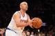 Nov 2, 2012; New York, NY, USA; New York Knicks point guard Jason Kidd (5) takes a free throw during the third quarter against the Miami Heat at Madison Square Garden. Knicks won 104-84. Mandatory Credit: Anthony Gruppuso-US PRESSWIRE