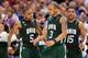 ST. LOUIS, MO - MARCH 23: (L-R) D.J. Cooper #5, Walter Offutt #3 and Nick Kellogg #15 of the Ohio Bobcats react against the North Carolina Tar Heels during the 2012 NCAA Men's Basketball Midwest Regional Semifinal at Edward Jones Dome on March 23, 2012 in St. Louis, Missouri. (Photo by Andy Lyons/Getty Images)