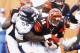 CINCINNATI, OH - NOVEMBER 04: Von Miller #58 of the Denver Broncos sacks Andy Dalton #14 of the Cincinnati Bengals during their game at Paul Brown Stadium on November 4, 2012 in Cincinnati, Ohio. The Broncos defeated the Bengals 31-23. (Photo by John Grieshop/Getty Images)