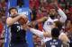May 5, 2012; Los Angeles, CA, USA; Memphis Grizzlies center Marc Gasol (33) and Los Angeles Clippers center DeAndre Jordan (6) and forward Blake Griffin (32) battle for the ball during game three of the 2012 NBA playoffs at the Staples Center. Mandatory Credit: Kirby Lee/Image of Sport-US PRESSWIRE
