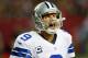 ATLANTA, GA - NOVEMBER 04: Tony Romo #9 of the Dallas Cowboys yells to the sideline against the Atlanta Falcons at Georgia Dome on November 4, 2012 in Atlanta, Georgia. (Photo by Kevin C. Cox/Getty Images)