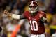 BATON ROUGE, LA - NOVEMBER 03: Quarterback AJ McCarron #10 of Alabama celebratesw after the extra point for the go ahead touchdown against LSU late in the fourth quarter at Tiger Stadium on November 3, 2012 in Baton Rouge, Louisiana. (Photo by Matthew Stockman/Getty Images)