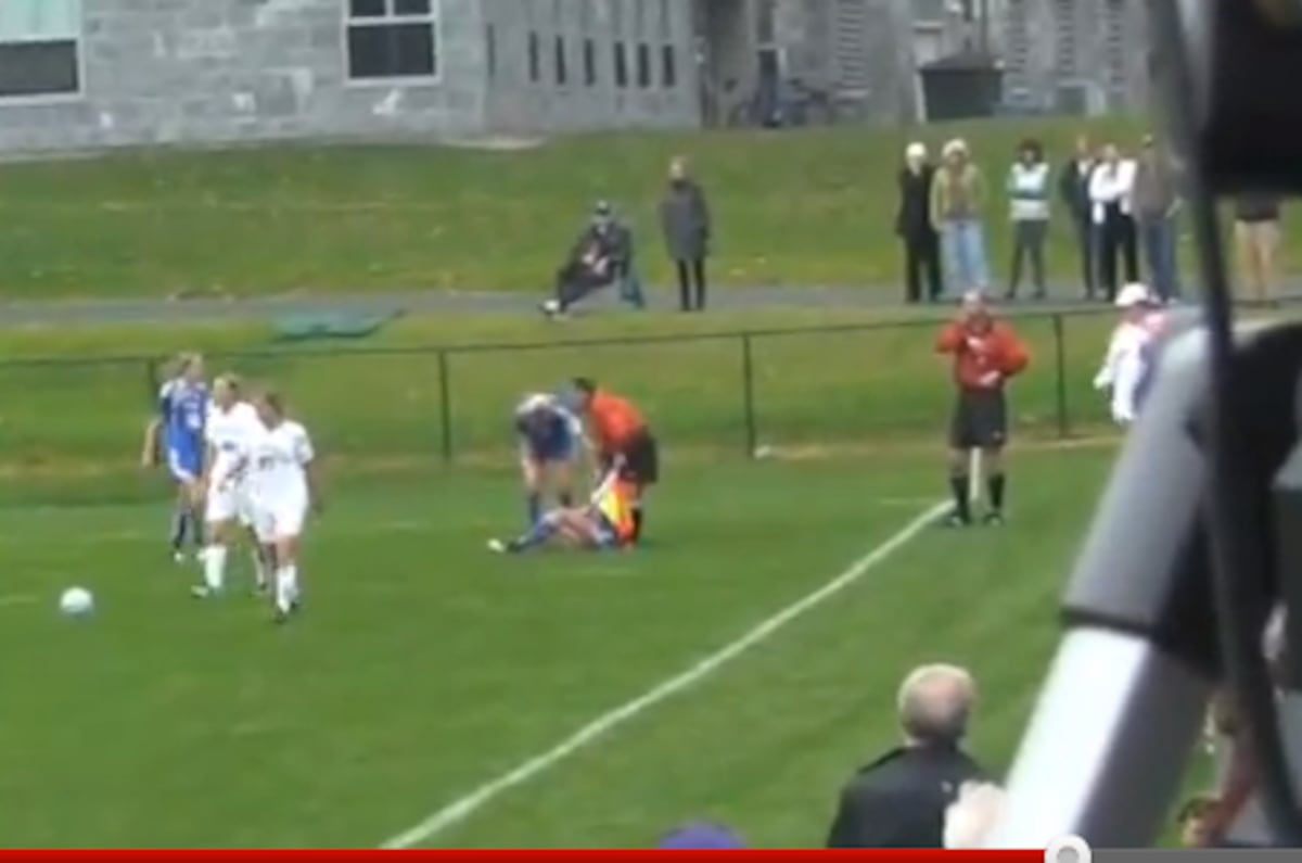 Women's College Soccer Player Smashes Opponent in Face Twice with Throw