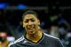 October 31, 2012; New Orleans, LA, USA; New Orleans Hornets power forward Anthony Davis (23) before a game against the San Antonio Spurs at the New Orleans Arena. Mandatory Credit: Derick E. Hingle-US PRESSWIRE