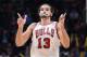 Nov 06, 2012; Chicago, IL, USA; Chicago Bulls center Joakim Noah (13) reacts after a play against the Orlando Magic during the second half at the United Center. The Chicago Bulls defeat the Orlando Magic 99-93. Mandatory Credit: Mike DiNovo-US PRESSWIRE