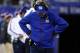 Nov 4, 2012; East Rutherford, NJ, USA; New York Giants head coach Tom Coughlin reacts during the second half against the Pittsburgh Steelers at MetLife Stadium. Pittsburgh Steelers defeat the New York Giants 24-20. Mandatory Credit: Jim O'Connor-US PRESSWIRE