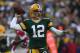 GREEN BAY, WI - NOVEMBER 04: Aaron Rodgers #12 of the Green Bay Packers throws a pass against the Arizona Cardinals at Lambeau Field on November 4, 2012 in Green Bay, Wisconsin. The Packers defeated the Cardinals 31-17. (Photo by Jonathan Daniel/Getty Images)