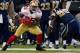 Niners tight end Vernon Davis (25 catches, 374 yards, 4 TD) caught eight balls for 118 yards in his last meeting with the Rams (January 2012).